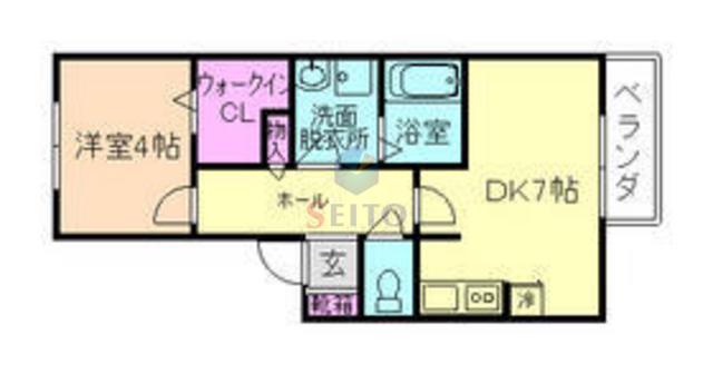 長興寺コーポ(1DK/1階)の間取り写真