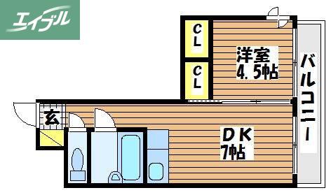 KATAYAMAIII(1DK/3階)の間取り写真