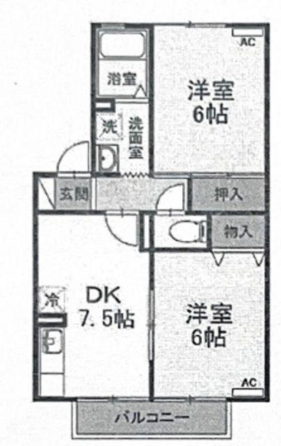 セジュールTAKA(2DK/2階)の間取り写真