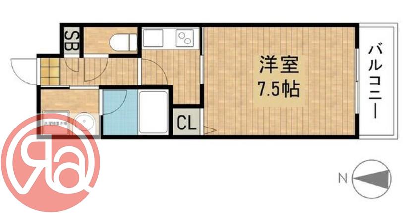 グランシス難波西(1K/9階)の間取り写真