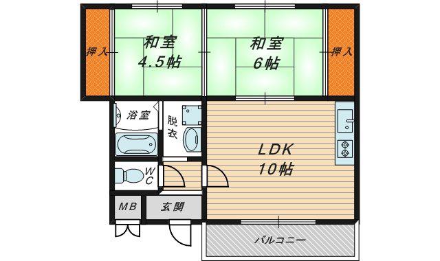 SSハイツ今福(2LDK/4階)の間取り写真