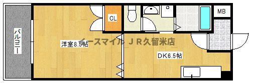 クラウンV(1DK/5階)の間取り写真