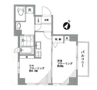 朝日マンション(1DK/5階)の間取り写真