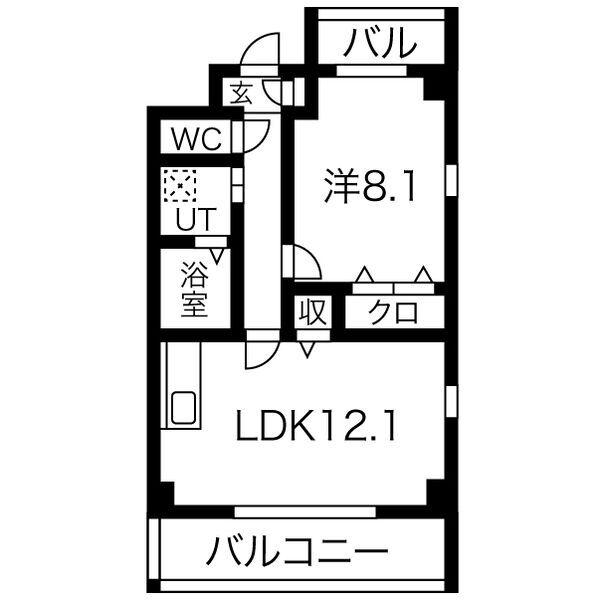 クレセール ノース(1LDK/3階)の間取り写真