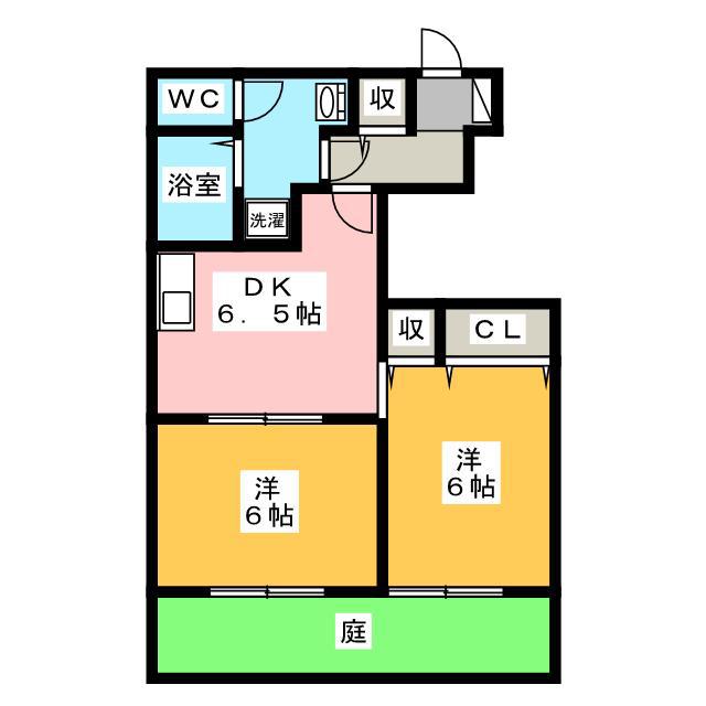 アンソレイエ A(2DK/1階)の間取り写真