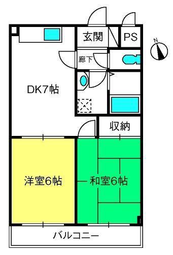 コーワレジデンス 弐番館(2DK/3階)の間取り写真