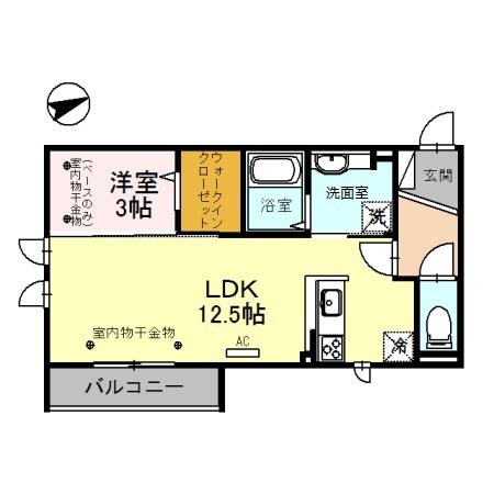 GRANDIOR(1LDK/2階)の間取り写真