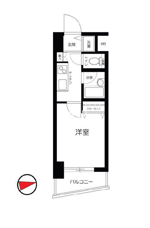 クレアシオン六本木(1K/2階)の間取り写真