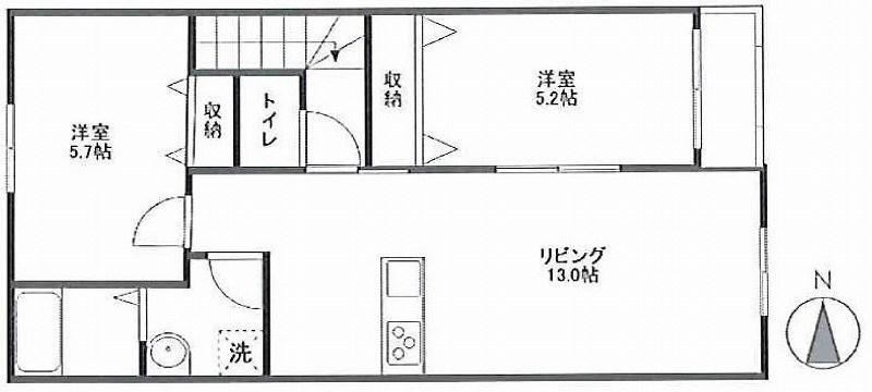ARVITA沖(2LDK/2階)の間取り写真