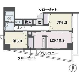 ヴィルコート城南(2LDK/5階)の間取り写真