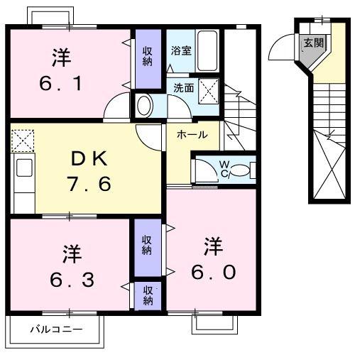 スカイコーポラスII(3DK/2階)の間取り写真