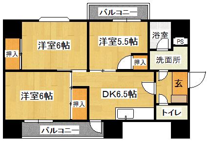 サンシャイン正山(3DK/3階)の間取り写真
