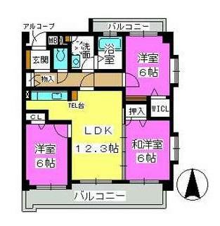 ルシオール藤崎(3LDK/5階)の間取り写真