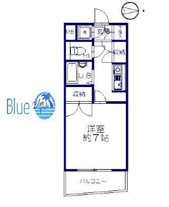 イーストピークV(1K/3階)の間取り写真