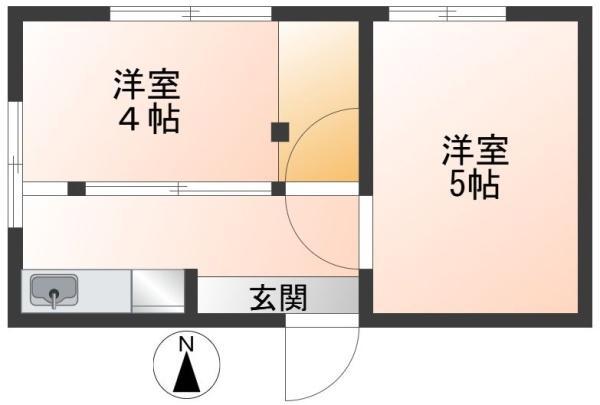 小坂ビル(2K/2階)の間取り写真