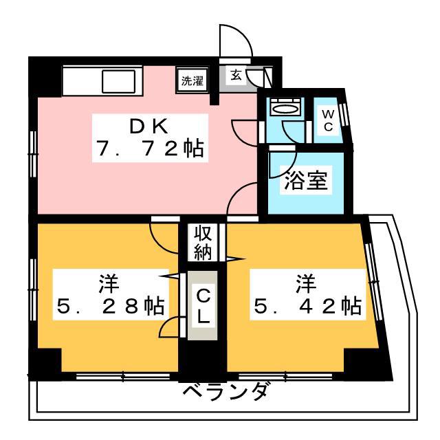 サンライズコーポ(2DK/4階)の間取り写真
