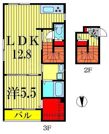HEBEL MAISON LUPINUS(1LDK/2階)の間取り写真