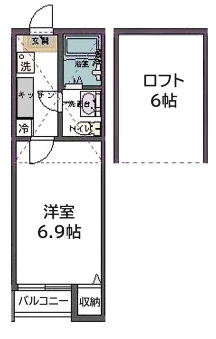 STAGE東仙台(1K/2階)の間取り写真