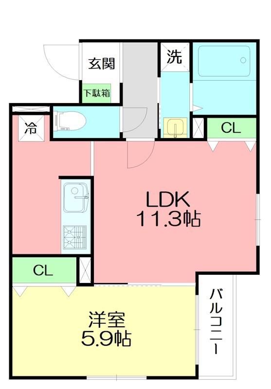 MAISON COCO(1LDK/1階)の間取り写真