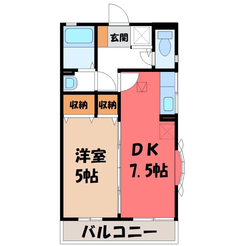 ハイム九曜II(1DK/1階)の間取り写真