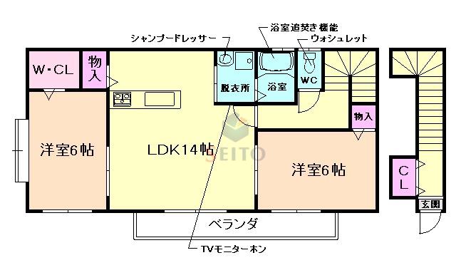 シャーメゾンラフィーネ(2LDK/2階)の間取り写真