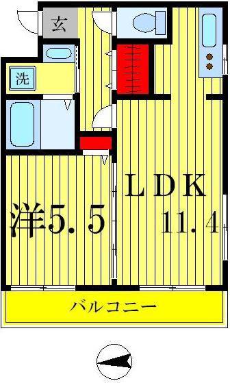 コンフォートヴィレッジ(1LDK/2階)の間取り写真