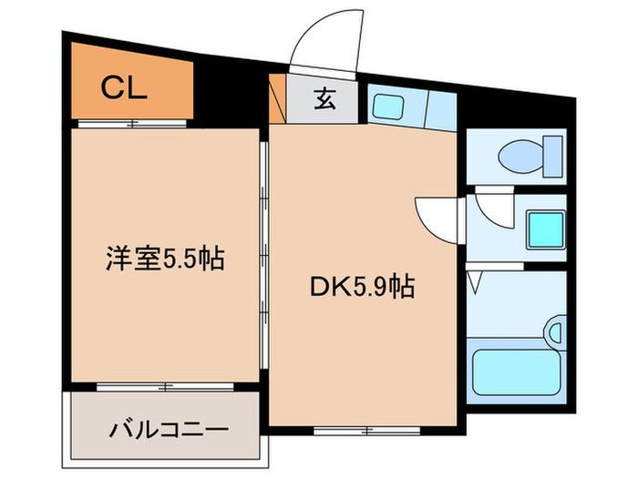 エスポワール姪浜(1DK/4階)の間取り写真