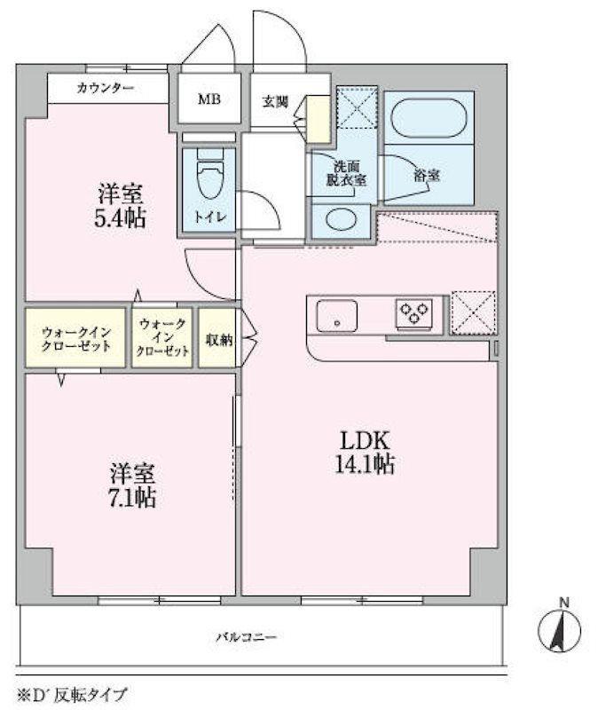 GRANVEIL-K(2LDK/5階)の間取り写真