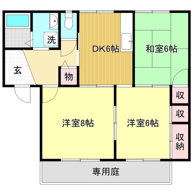 ハイツシャンテB棟(3DK/1階)の間取り写真