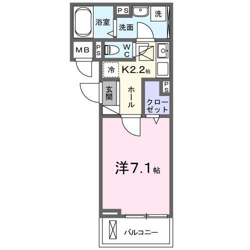 ヒカルサ四日市西浜田(1K/1階)の間取り写真