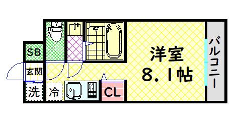 エスカーサ大阪ウエスト九条駅前(1K/3階)の間取り写真