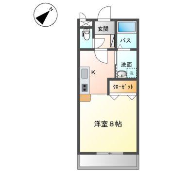 福寿ガーデン新山口(ワンルーム/2階)の間取り写真