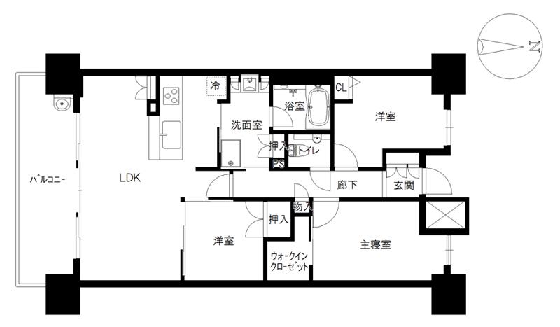 プレミスト金沢本町(3LDK/4階)の間取り写真