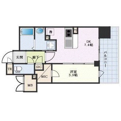 LA WAISON NAMBA ウエスト(1DK/6階)の間取り写真
