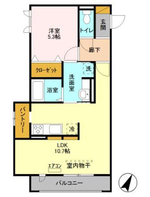グレイスエクセレンス(1LDK/2階)の間取り写真