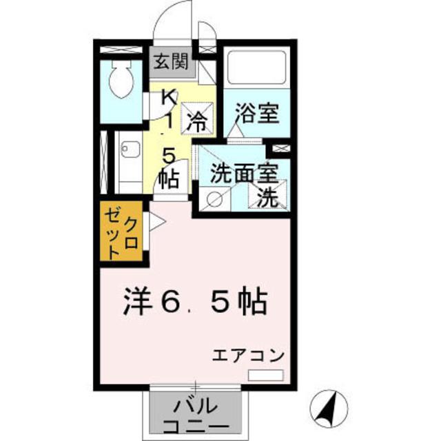 フローラ岡本A(1K/2階)の間取り写真
