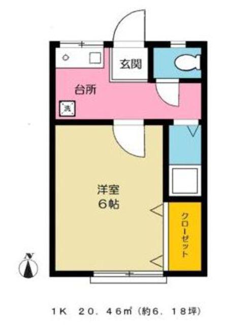 スターハイツ(1K/2階)の間取り写真