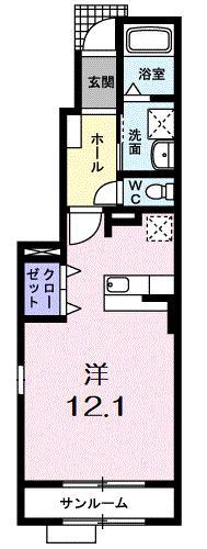ショコラノーブル(ワンルーム/1階)の間取り写真