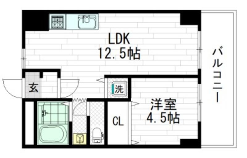 誠佑ビル(1LDK/4階)の間取り写真