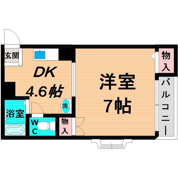 ラフィーネ鶴見(1DK/1階)の間取り写真