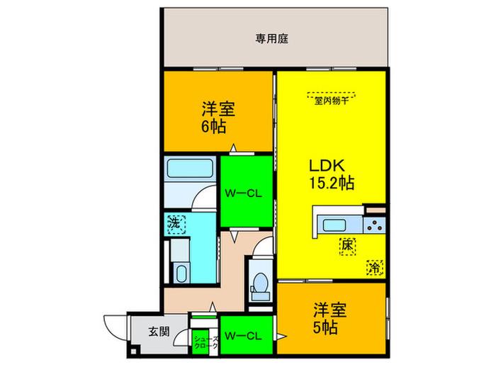 ファブール東羽衣(2LDK/1階)の間取り写真