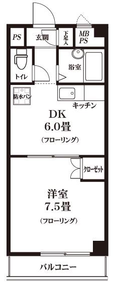 臼井第2ビル(1DK/3階)の間取り写真