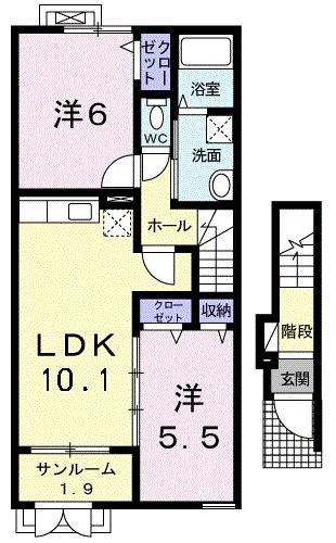 ボニート・ブリッサII(2LDK/2階)の間取り写真