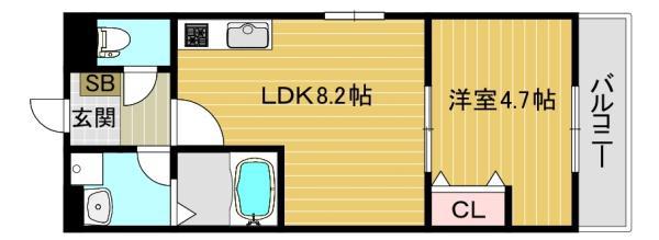 BADGE加美南(1LDK/2階)の間取り写真