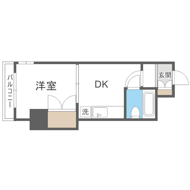 カーサ宮北(1DK/3階)の間取り写真