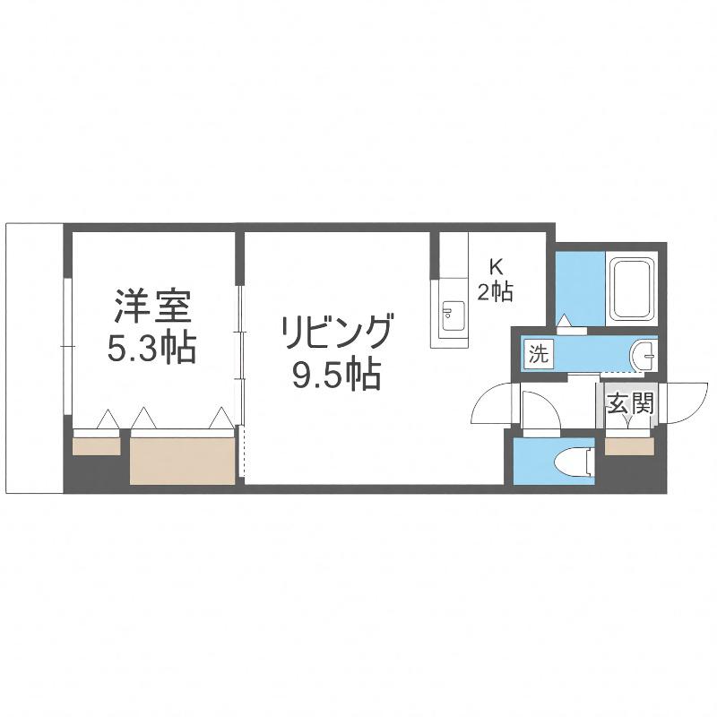 パークヒルズ白石(1LDK/7階)の間取り写真