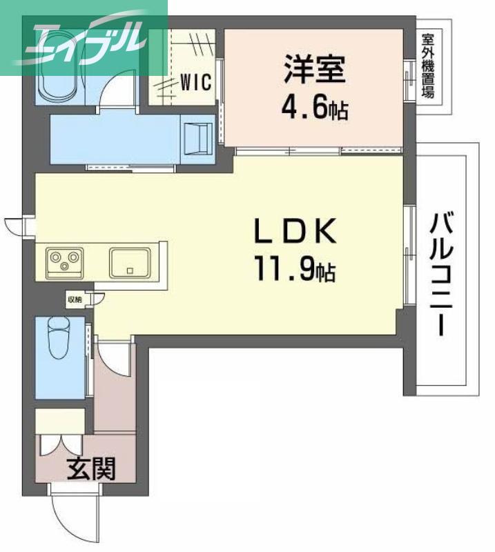 ユーグレイス東島田(1LDK/4階)の間取り写真