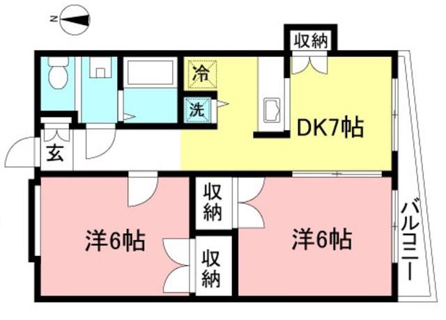 ラルゴ21(2DK/1階)の間取り写真