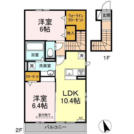 ソレイユ七番館(2LDK/2階)の間取り写真