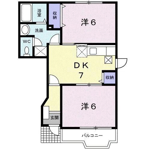 エクセレンテ高松(2DK/1階)の間取り写真